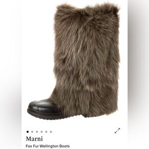 Marni real genuine fur rubber Wellington boots size 8
